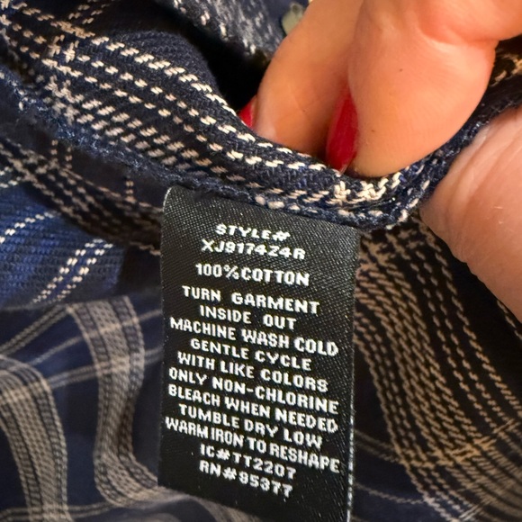 Sanctuary Women’s Cotton Shacket NWOT Size M Navy and Cream Check - Picture 4 of 6